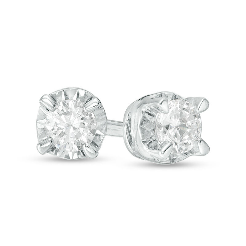 Main Image 1 of 1/5 CT. T.W. Diamond Solitaire Stud Earrings in Sterling Silver