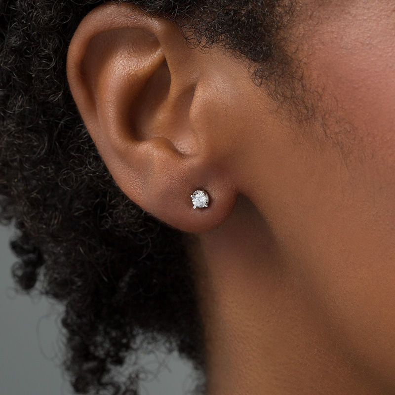 Main Image 2 of 1/5 CT. T.W. Diamond Solitaire Stud Earrings in Sterling Silver