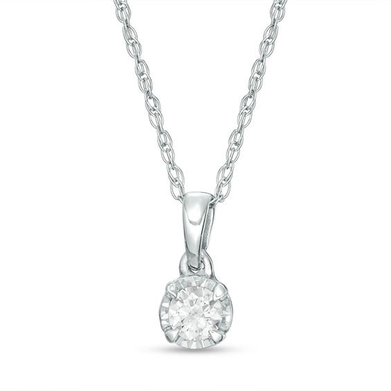 1/10 CT. Diamond Solitaire Pendant in Sterling Silver | Zales