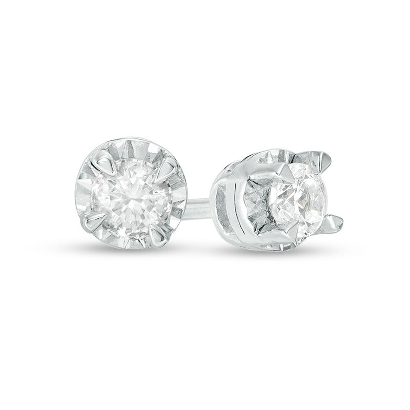 Main Image 1 of 1/4 CT. T.W. Diamond Illusion Solitaire Stud Earrings in 10K White Gold
