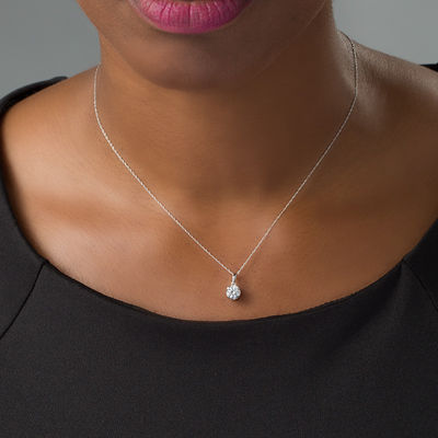 Round-Cut Stone Solitaire Pendant Necklace in 10K Gold 