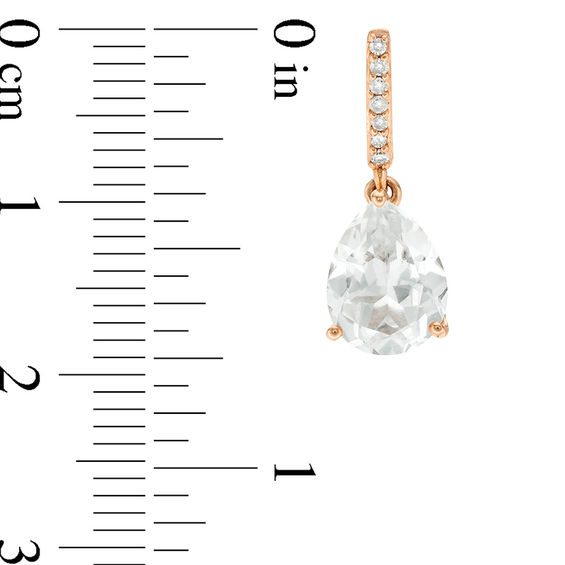 Pear-Shaped Lab-Created White Sapphire and 1/15 CT. T.w. Diamond Drop Earrings in 10K Rose Gold