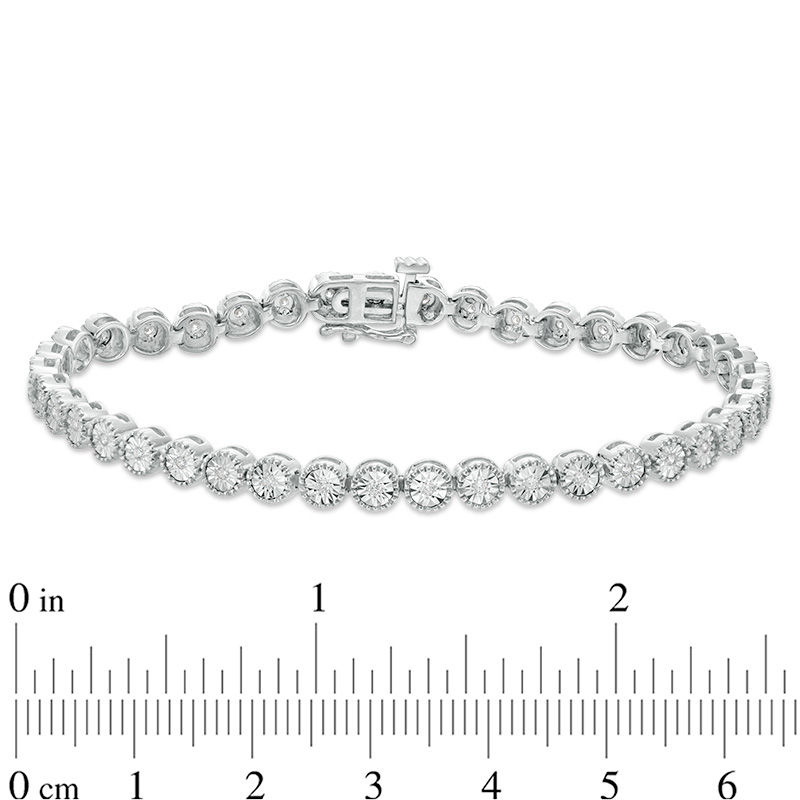 Main Image 3 of 1/4 CT. T.W. Diamond Tennis Bracelet in Sterling Silver