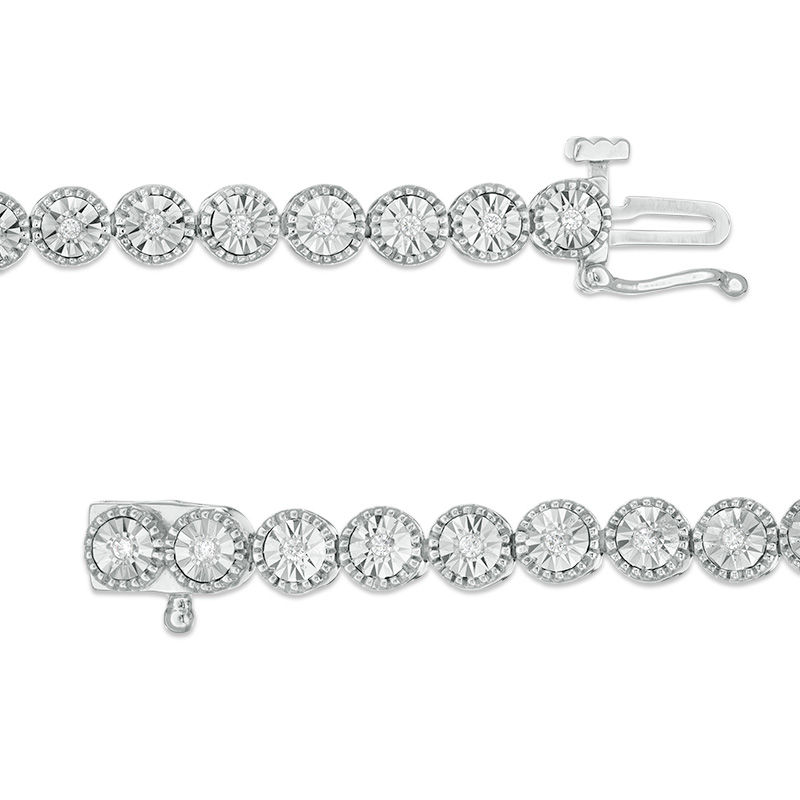 Main Image 4 of 1/4 CT. T.W. Diamond Tennis Bracelet in Sterling Silver