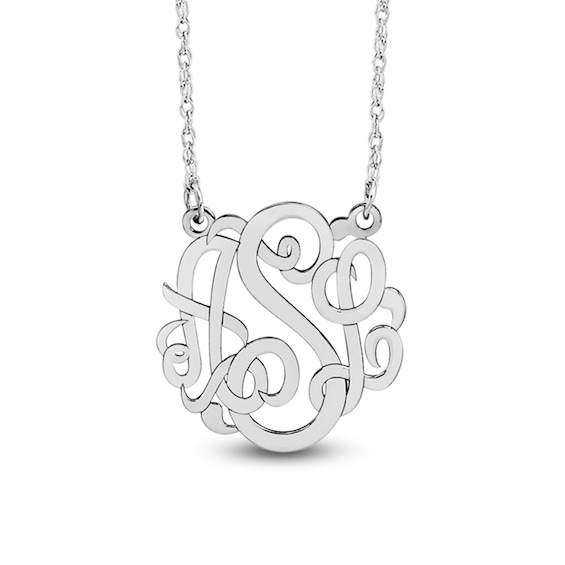 14k Gold Monogram Necklace, Framed Monogram