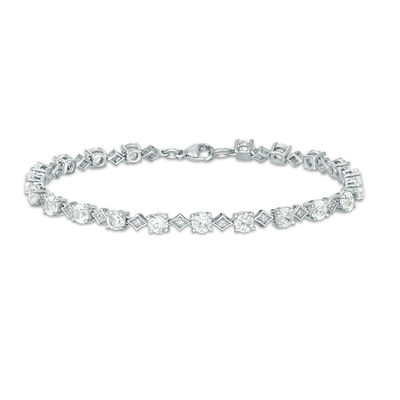 Platinum Sterling Silver Diamond Set Green Sapphire Round Tennis Bracelet Gift Platinum Sterling Silver Diamond Set Green Sapphire Round Tennis Bracelet Gift