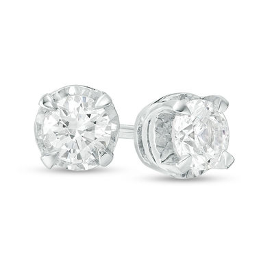 5 8 Ct T W Diamond Solitaire Stud Earrings In 10k White Gold