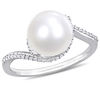 Thumbnail Image 0 of 9.0-9.5mm Freshwater Cultured Pearl and 1/6 CT. T.W. Diamond Bypass Ring in 10K White Gold