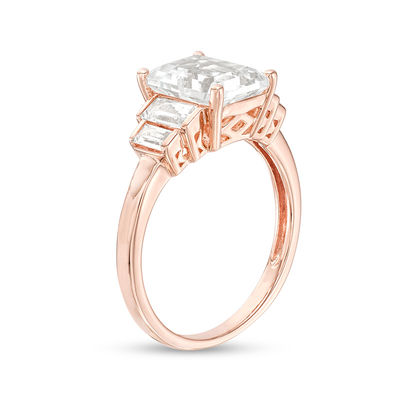 18K ROSE GOLD GF ANTIQUE SQUARE CRYSTAL EMERALD SAPPHIRE WEDDING DRESS BAND RING 