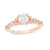 Thumbnail Image 1 of 1 CT. T.W. Diamond Leaf-Sides Art Deco Engagement Ring in 14K Rose Gold