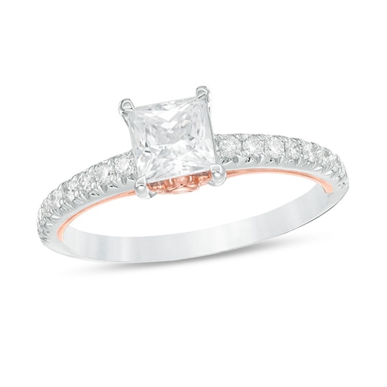 1 CT. T.w. Certified Princess-Cut Diamond Engagement Ring in 14K Two-Tone Gold