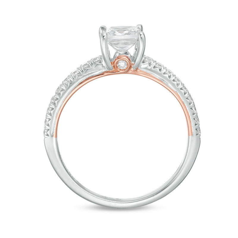 Main Image 5 of 1 CT. T.W. Certified Princess-Cut Diamond Engagement Ring in 14K Two-Tone Gold