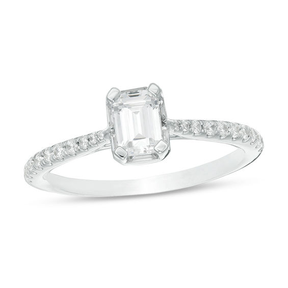3/4 CT. T.w. Emerald-Cut Diamond Frame Engagement Ring in 14K White Gold