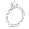 Thumbnail Image 3 of 3/4 CT. T.W. Emerald-Cut Diamond Frame Engagement Ring in 14K White Gold