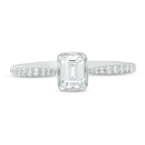 3/4 CT. T.w. Emerald-Cut Diamond Frame Engagement Ring in 14K White Gold