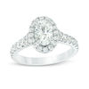 Thumbnail Image 1 of Love's Destiny by Zales 1-3/4 CT. T.W. Certified Oval Diamond Frame Engagement Ring in 14K White Gold (I/SI2)