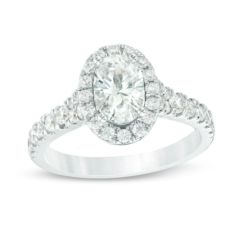 Love's Destiny by Zales 1-3/4 CT. T.W. Certified Oval Diamond Frame Engagement Ring in 14K White Gold (I/SI2)