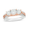 Thumbnail Image 1 of 3/4 CT. T.W. Diamond Past Present Future® Twist Shank Vintage-Style Engagement Ring in 14K Two-Tone Gold