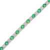 Thumbnail Image 0 of Emerald and 1/3 CT. T.W. Composite Diamond Alternating Bracelet in 10K Gold
