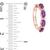 Thumbnail Image 3 of Oval Amethyst and Lab-Created White Sapphire Hoop Earrings in Sterling Silver with 14K Rose Gold Plate