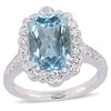Thumbnail Image 0 of Elongated Blue and White Topaz Scallop Frame Ring in Sterling Silver