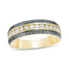 Thumbnail Image 1 of 1/2 CT. T.W. Diamond Slant Groove Edge Wedding Band in 14K Gold with Black Rhodium