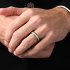 Thumbnail Image 2 of 1/2 CT. T.W. Diamond Slant Groove Edge Wedding Band in 14K Gold with Black Rhodium