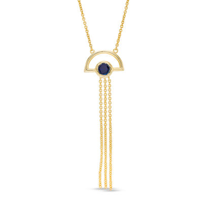 Fashion Gold Plated Lapis lazuli Blue Tassels Pendant Necklace