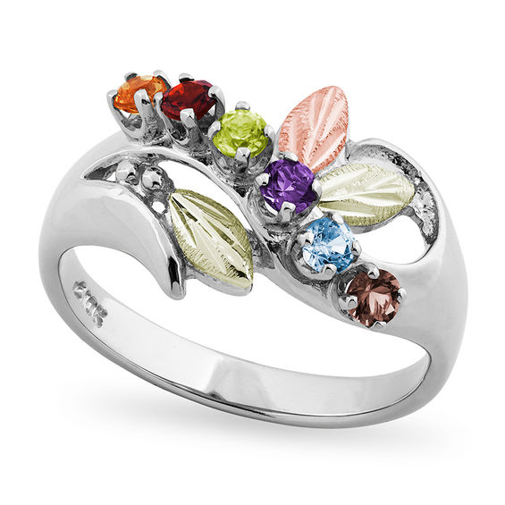 Black Hills Gold Birthstone Infinity Ring in Sterling Silver (2-6 Stones)