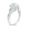 Thumbnail Image 2 of Oval Lab-Created White Sapphire and 1/6 CT. T.W. Diamond Frame Infinity Shank Engagement Ring in Sterling Silver