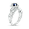 Thumbnail Image 3 of 6.0mm Lab-Created Blue Sapphire and 1/5 CT. T.W. Diamond Frame Bridal Set in 10K White Gold