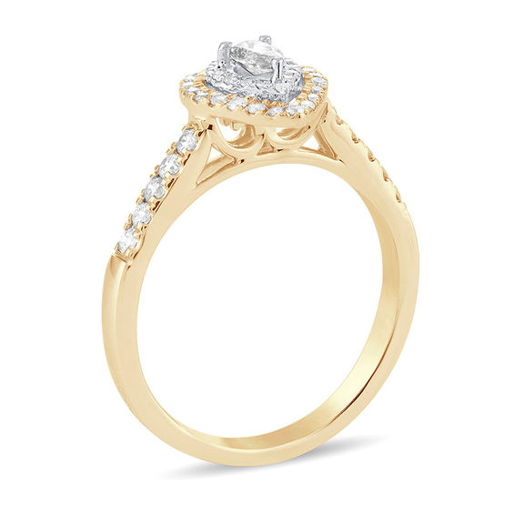 1/2 CT. T.w. Pear-Shaped Diamond Double Frame Engagement Ring in 14K Gold