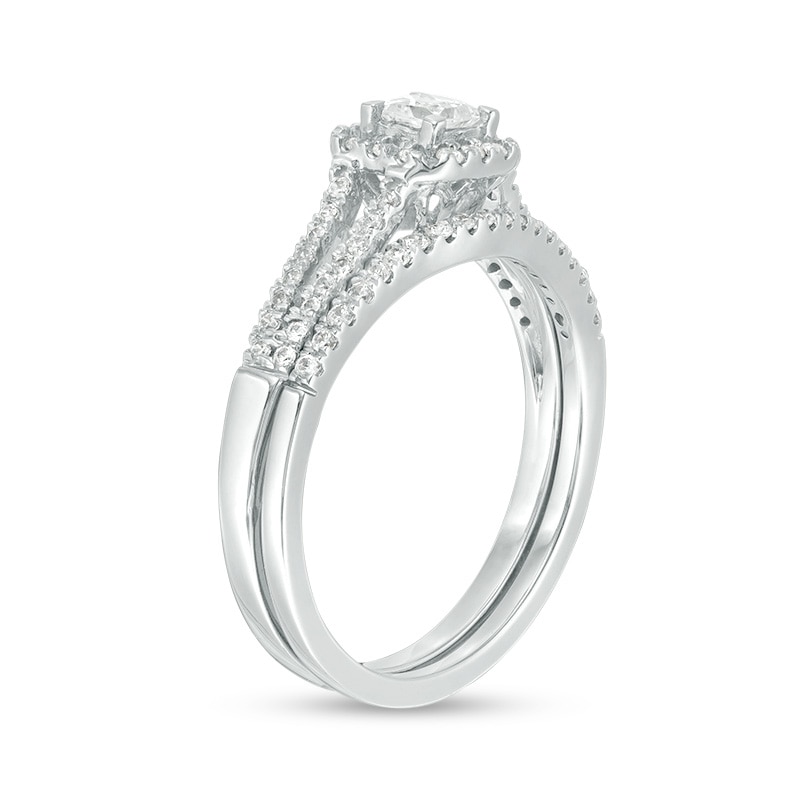Main Image 2 of 1/3 CT. T.W. Princess-Cut Diamond Frame Split Shank Bridal Set in 10K White Gold
