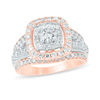 Thumbnail Image 0 of 2 CT. T.W. Diamond Double Cushion Frame Multi-Row Vintage-Style Engagement Ring in 14K Rose Gold