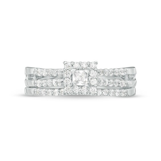1/2 CT. T.w. Princess-Cut Diamond Frame Bridal Set in 10K White Gold