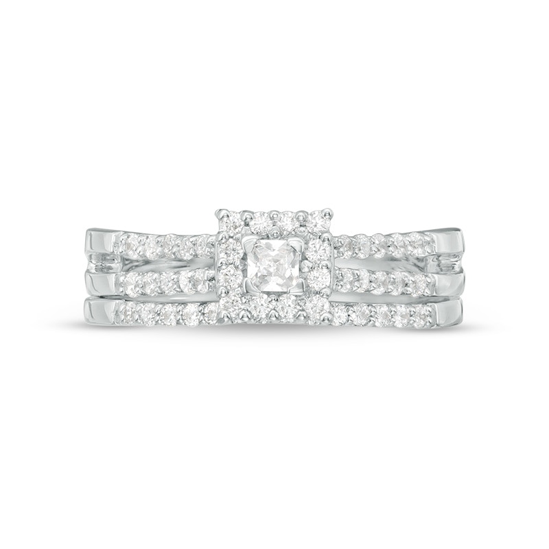 Main Image 4 of 1/2 CT. T.W. Princess-Cut Diamond Frame Bridal Set in 10K White Gold