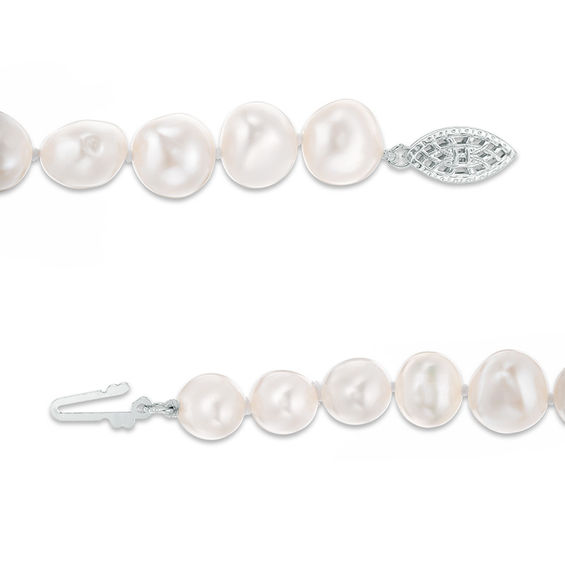 8.0-9.0mm Baroque Freshwater Cultured Pearl Strand Necklace and Stud Earrings Set with Sterling Silver Clasp