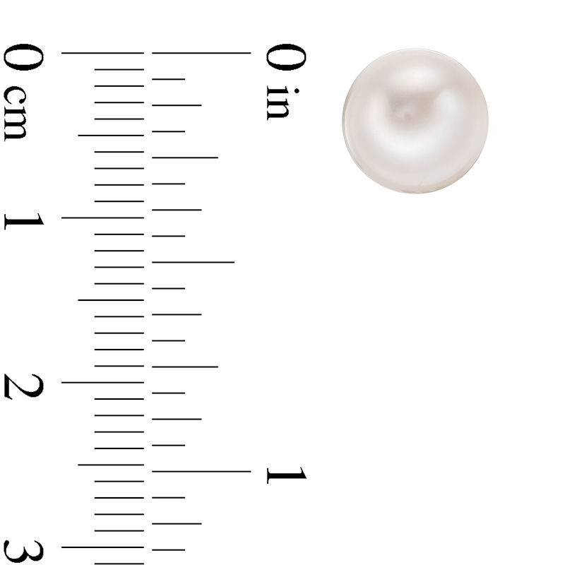 Main Image 4 of 8.0-9.0mm Baroque Freshwater Cultured Pearl Strand Necklace and Stud Earrings Set with Sterling Silver Clasp