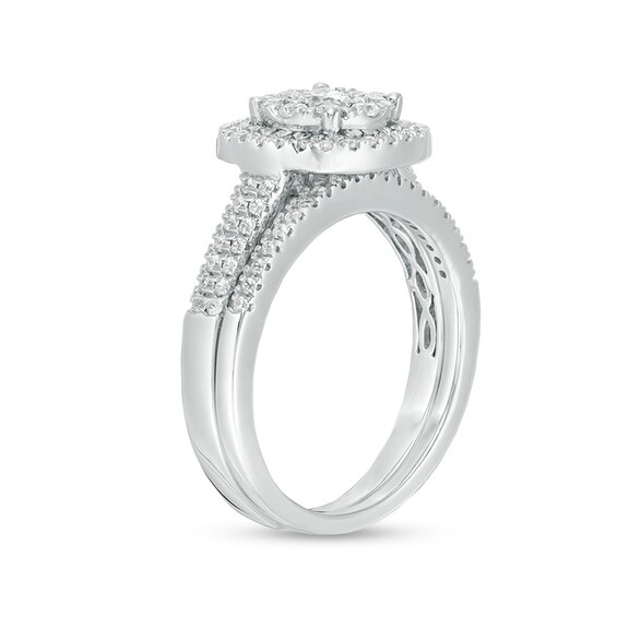 1/2 CT. T.w. Diamond Double Frame Bridal Set in 10K White Gold