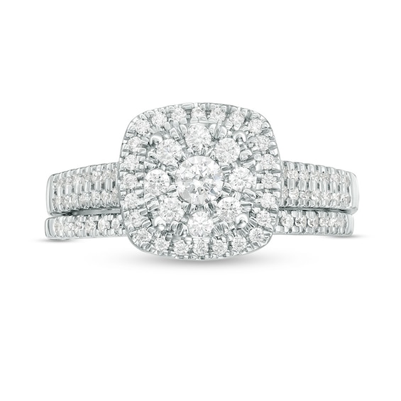 1/2 CT. T.w. Diamond Double Frame Bridal Set in 10K White Gold