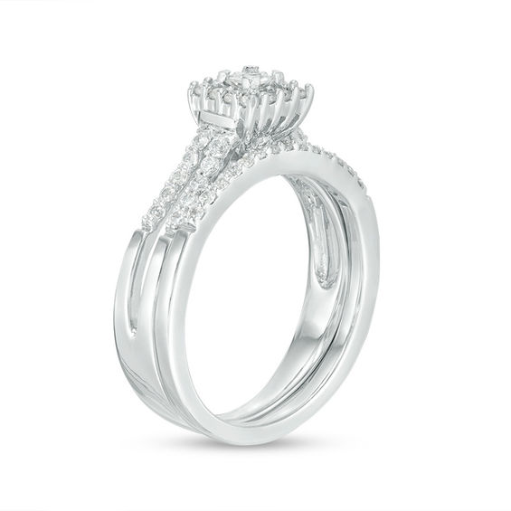 1/2 CT. T.w. Princess-Cut Diamond Frame Bridal Set in 10K White Gold