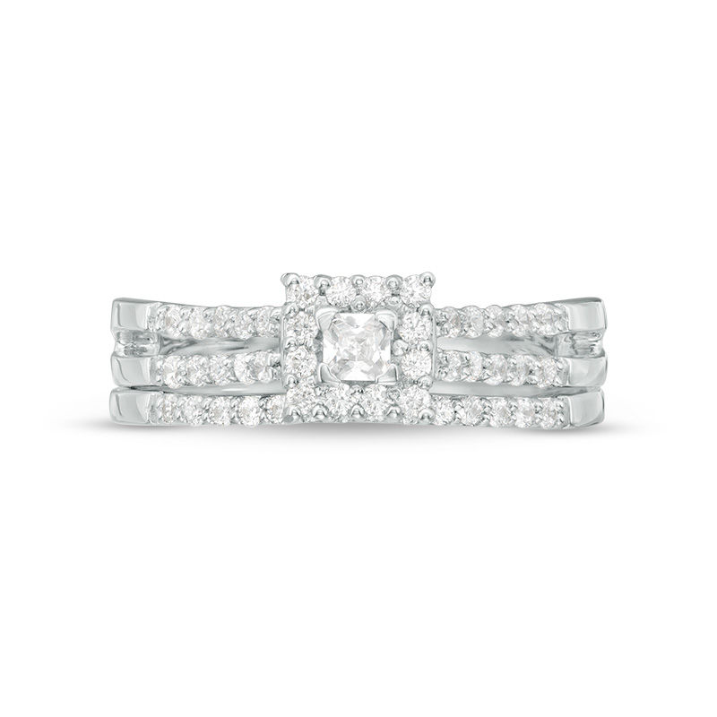 1/2 CT. T.W. Princess-Cut Diamond Frame Bridal Set in 10K White Gold ...