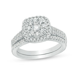 1/2 CT. T.W. Diamond Double Frame Bridal Set in 10K White Gold