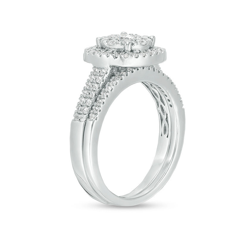 1/2 CT. T.W. Diamond Double Frame Bridal Set in 10K White Gold | Zales