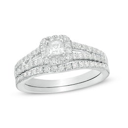 1/2 CT. T.W. Princess-Cut Diamond Frame Bridal Set in 10K White Gold