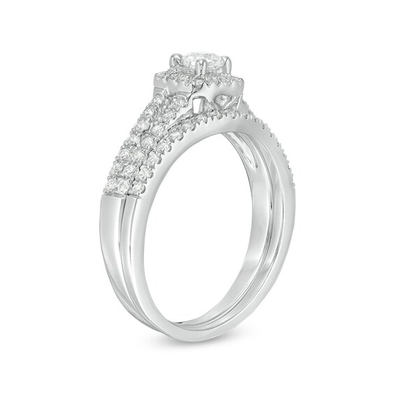 1/2 CT. T.w. Princess-Cut Diamond Frame Bridal Set in 10K White Gold