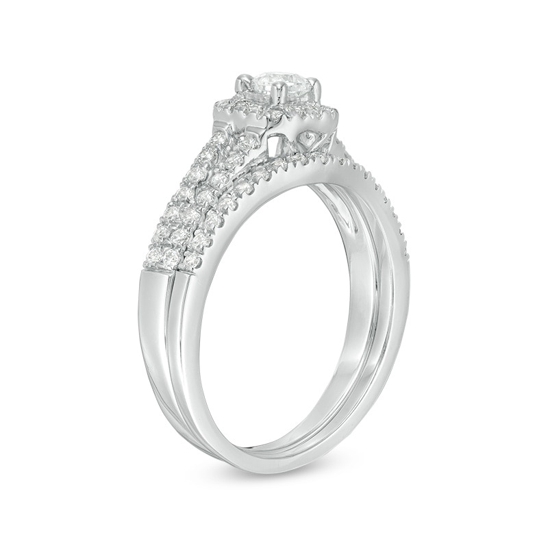 Main Image 3 of 1/2 CT. T.W. Princess-Cut Diamond Frame Bridal Set in 10K White Gold
