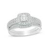 Thumbnail Image 1 of 1/5 CT. T.W. Diamond Cushion Frame Vintage-Style Bridal Set in 10K White Gold