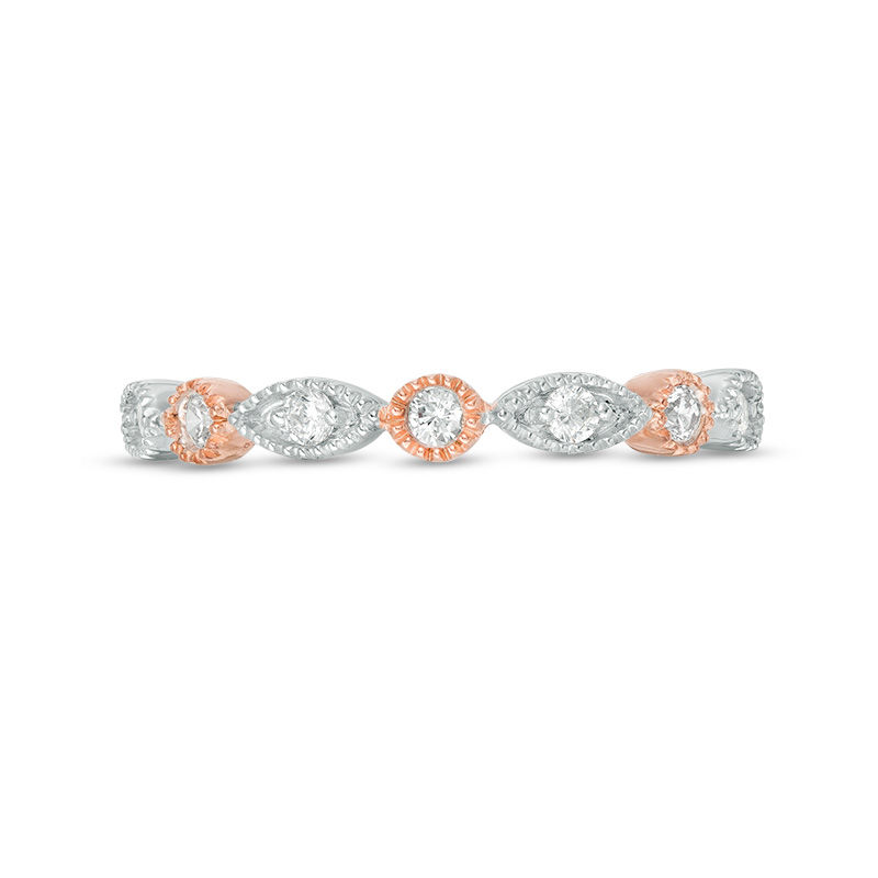 1/5 CT. T.W. Diamond Alternating Circle and Marquise Vintage-Style Stackable Band in 10K Two-Tone Gold