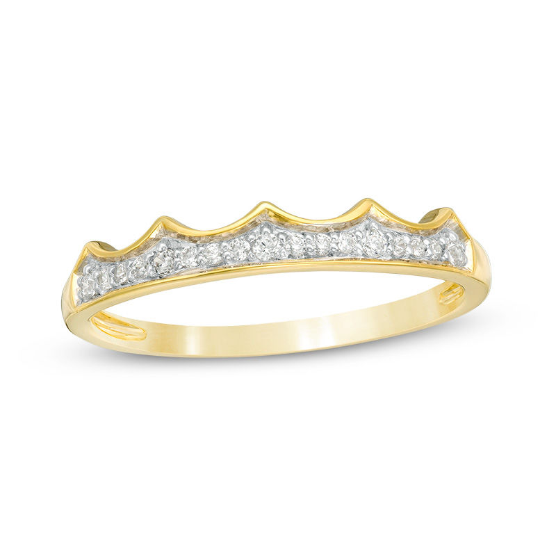 1/10 CT. T.W. Diamond Crown Stackable Band in 10K Gold